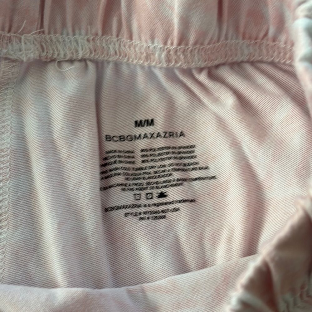 Pink and White Floral Cotton Pajama Set. Button top with elastic waist shorts. - Picture 5 of 6